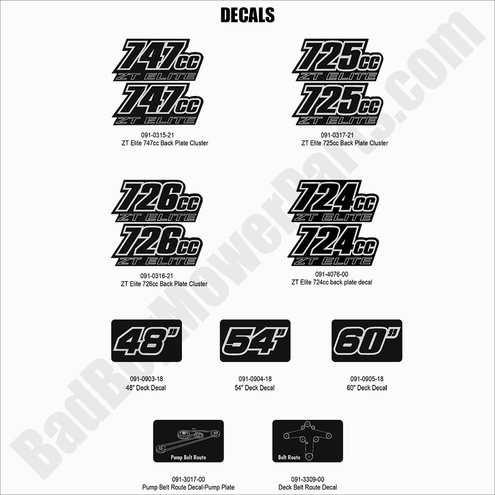 2966 - Bad Boy Mower Parts Lookup > 2022 > ZT Elite > Decals - 2